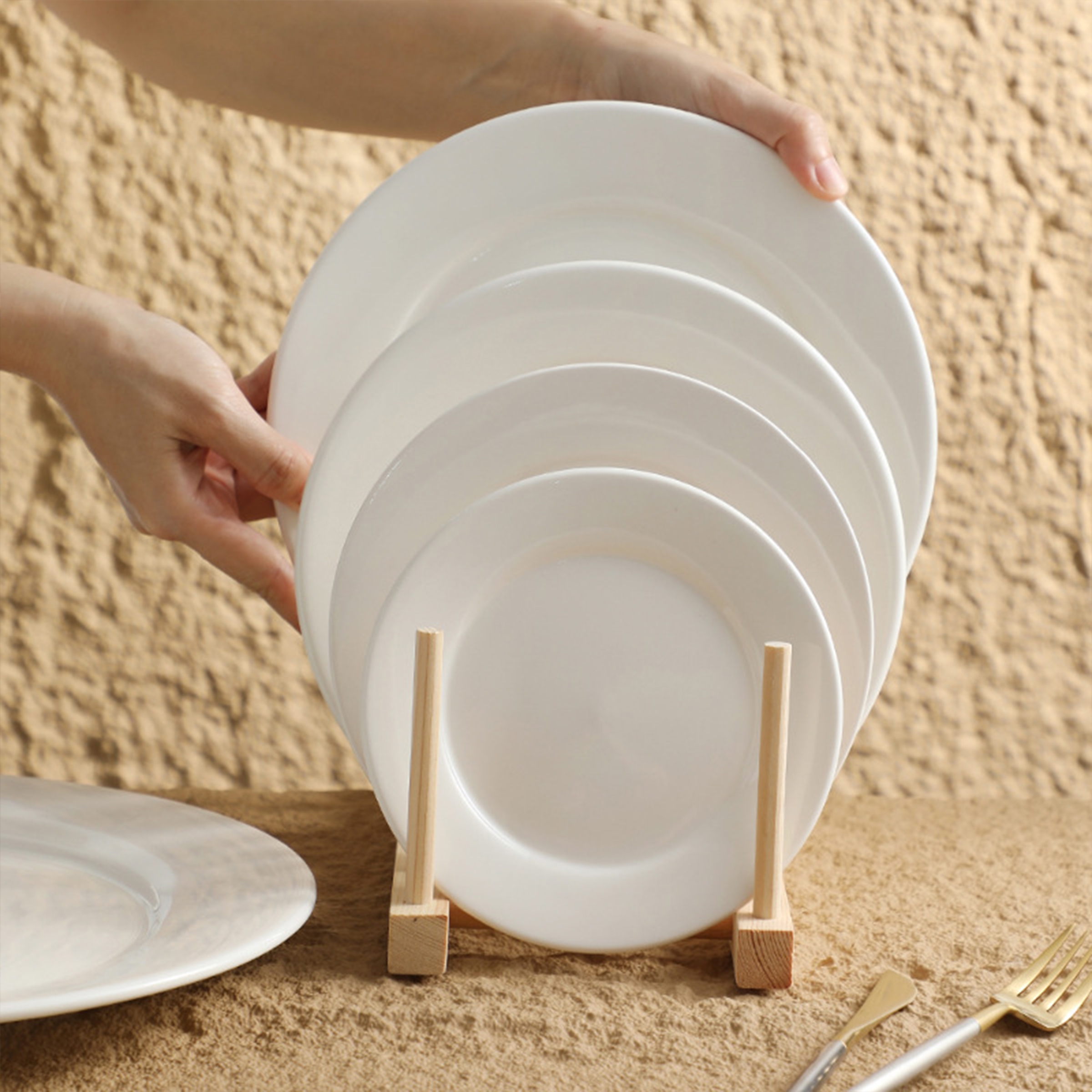 Ceramic Pure White Circular Western Dinner Plate 3