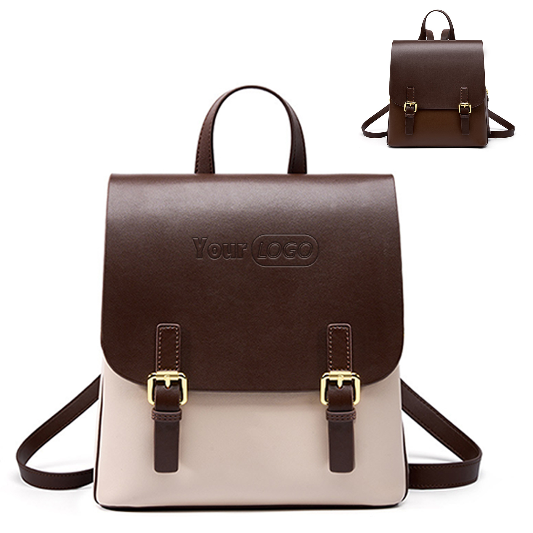 Genuine Leather Large capacity simple backpack for women 1