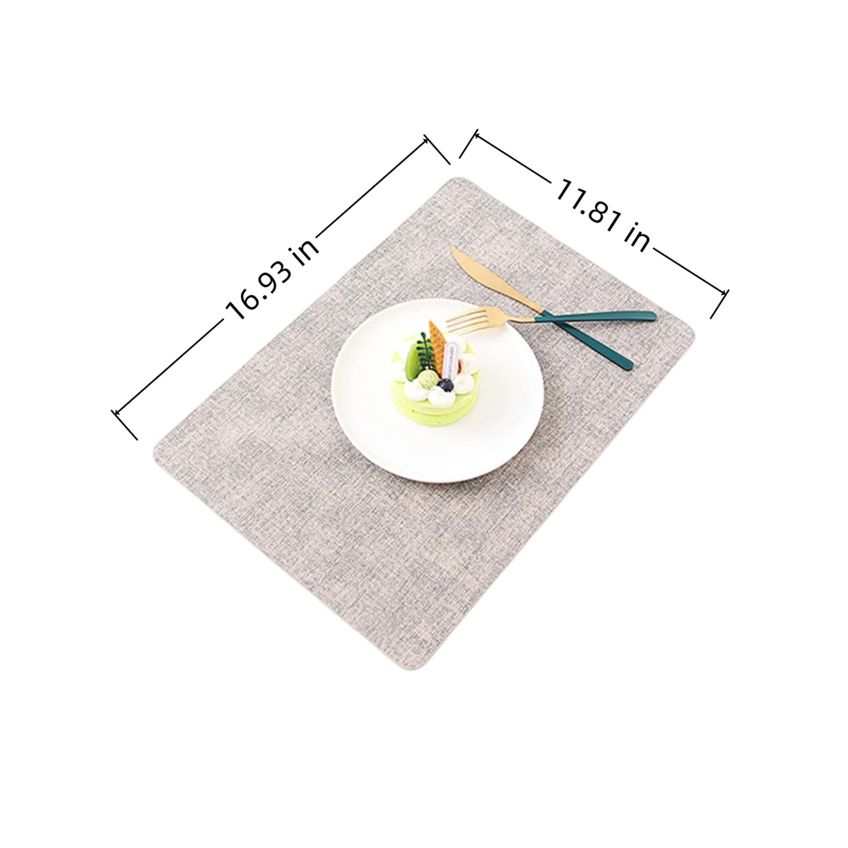 Rounded Corner Insulated Oil-Resistant Faux Leather Placemat 4