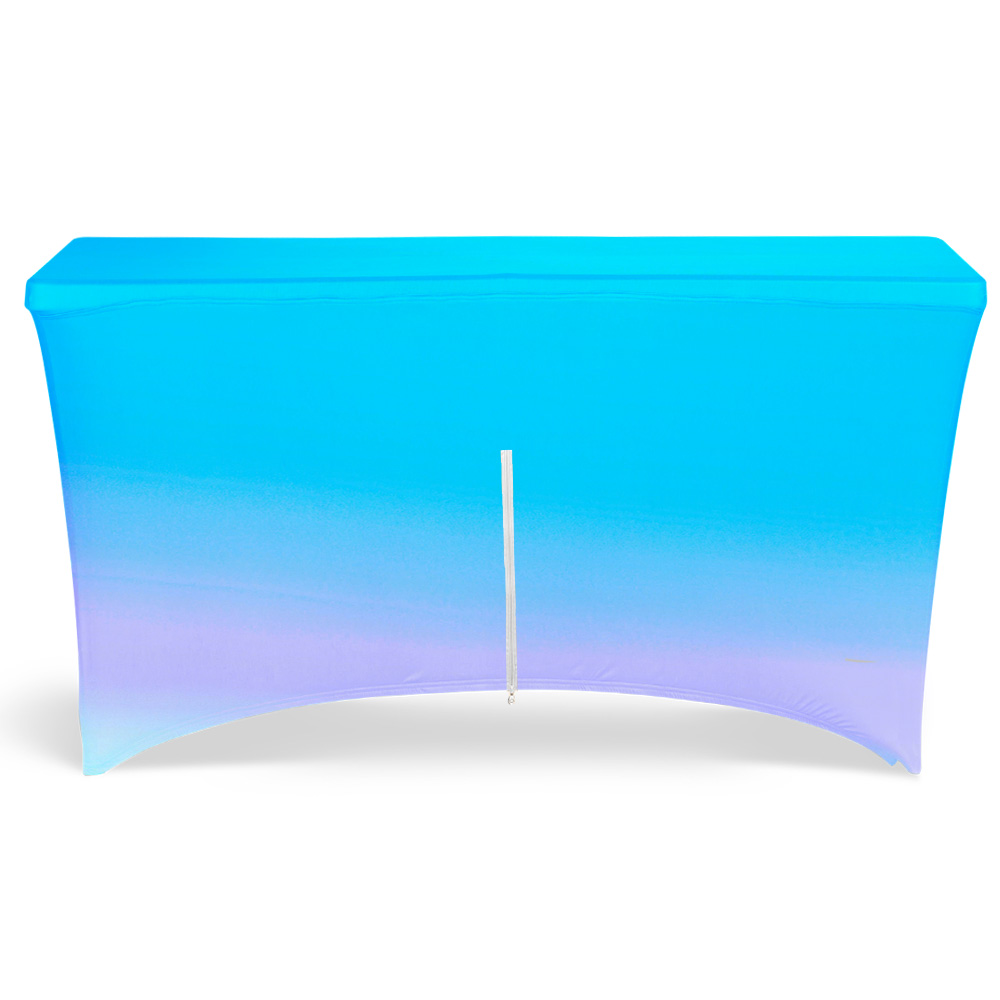 Zipper Back - 4' Fitted, 4 Sided Contour Stretch All-Over Imprint Table Cover 4
