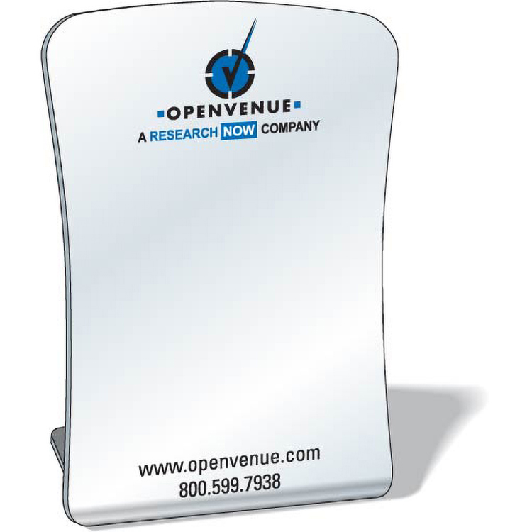 Free-Standing Acrylic Plastic Mirror, 3"x3.9" Curve Sides, Spot Colours 1