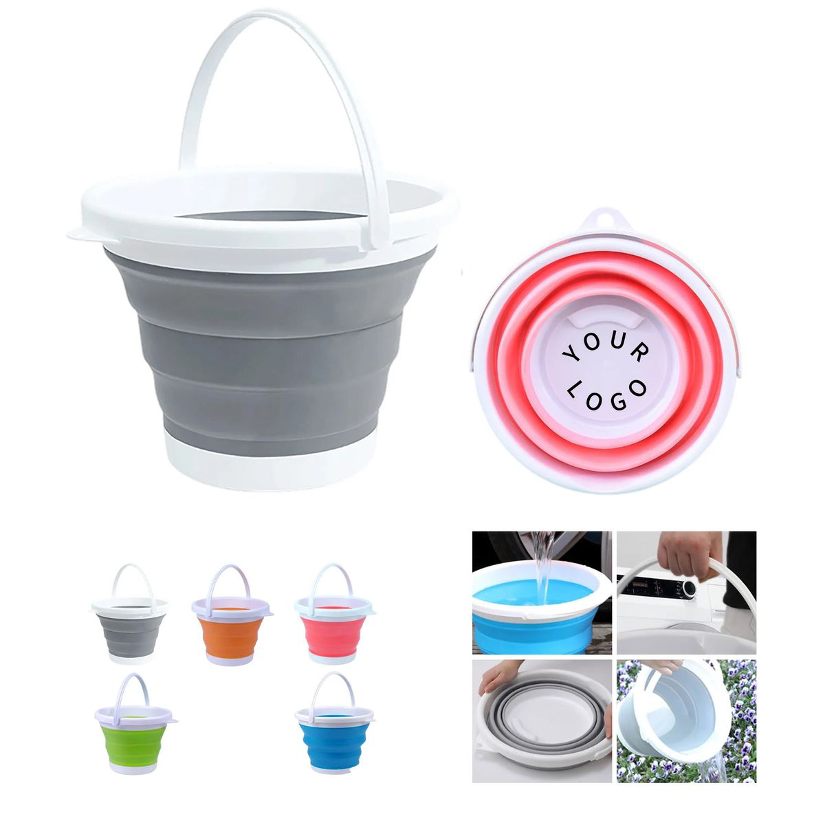 Portable Collapsible Silicone Bucket 3L for Outdoor 2