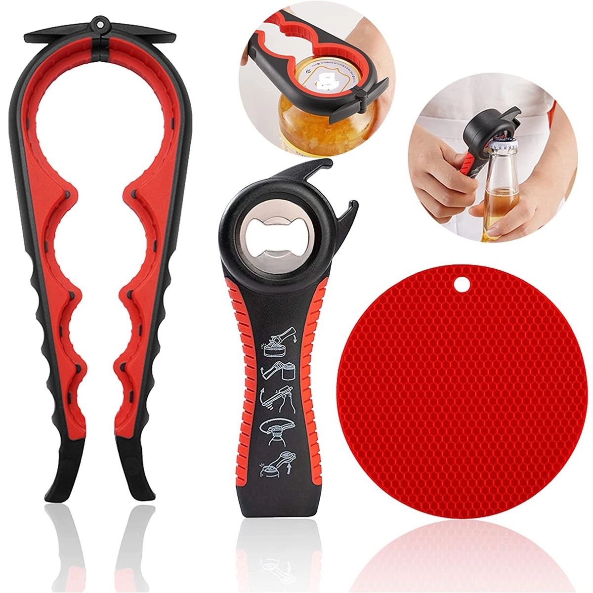 Pad Rubber Can Lid Multifunction Jar Bottle Opener 4Pcs 2
