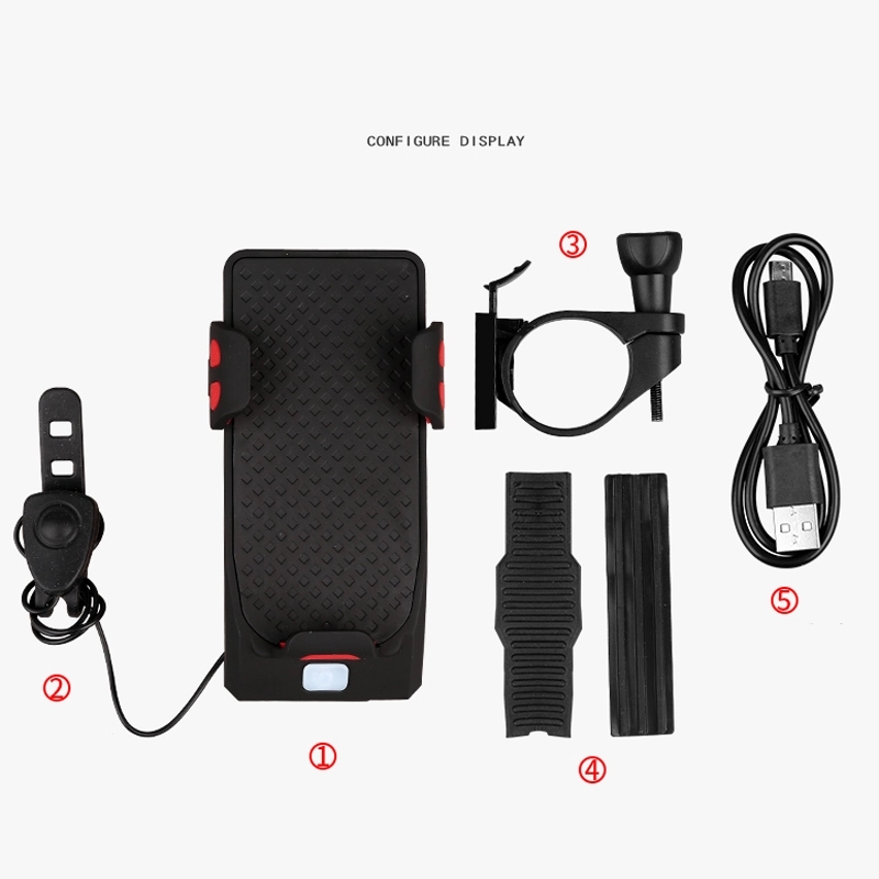 Custom Bicycle Lights With Power Bank Horn Phone Holder 11