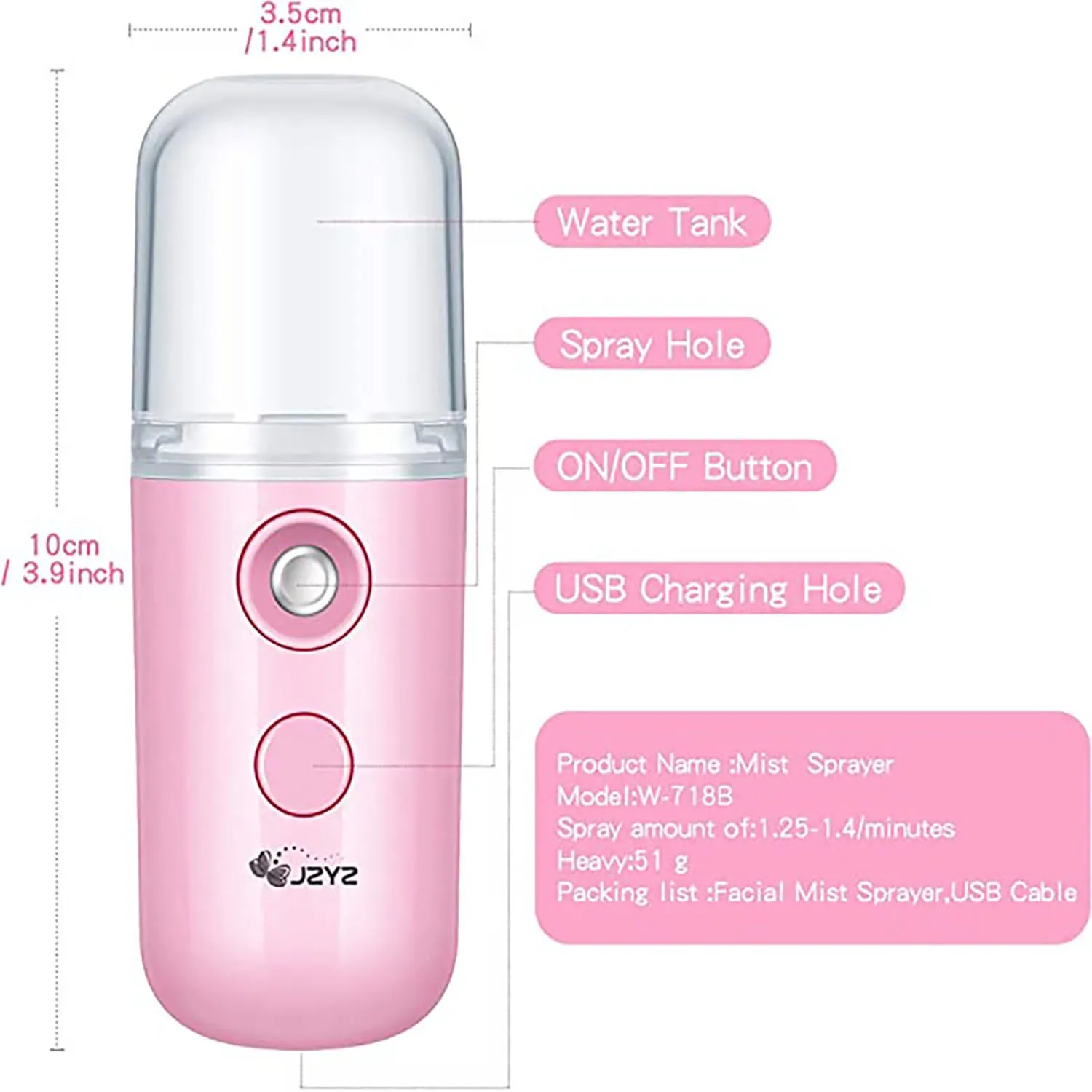 Surface steam humidifier USB Mini Handheld Sprayer 3