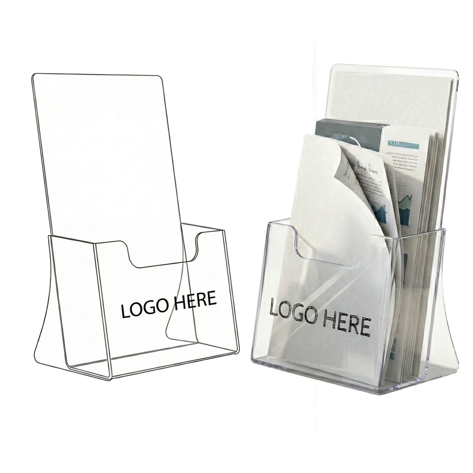 Clear Acrylic Crystal Brochure Display Stand Holder 2