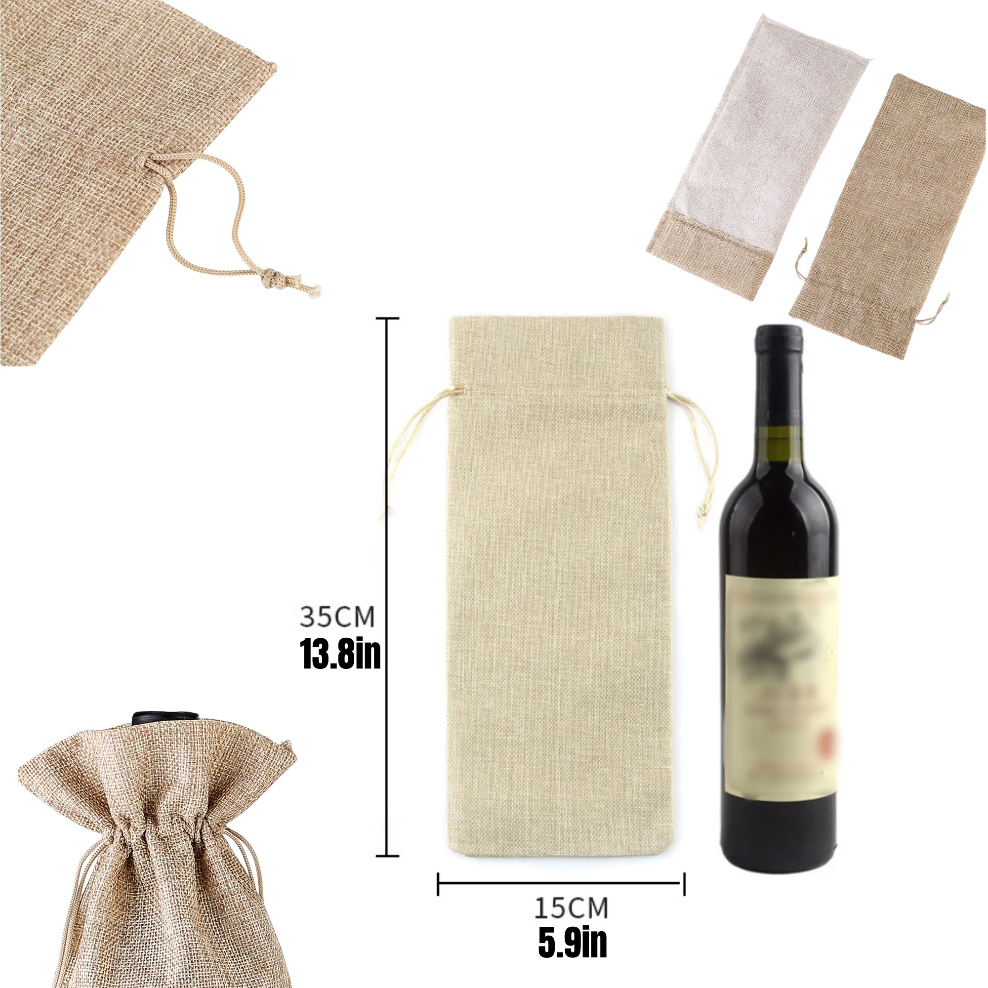 Canvas Wine Tote Bag Linen, Non-Woven Protection 2