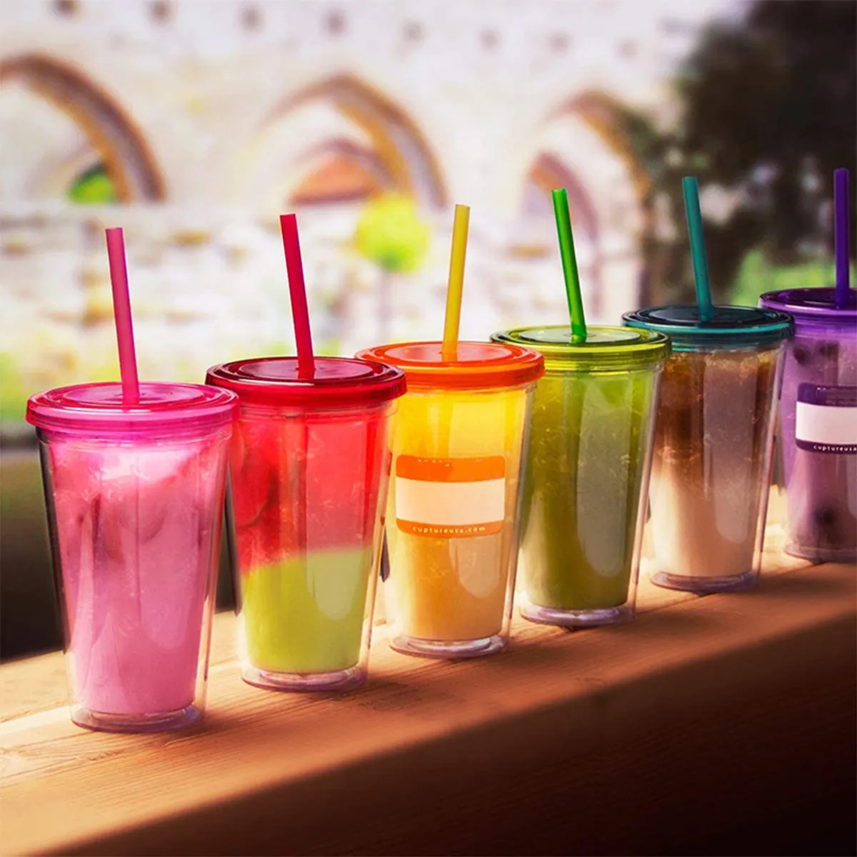 16 Oz. Acrylic Double-Wall Reusable Cup With Lid And Straw 5