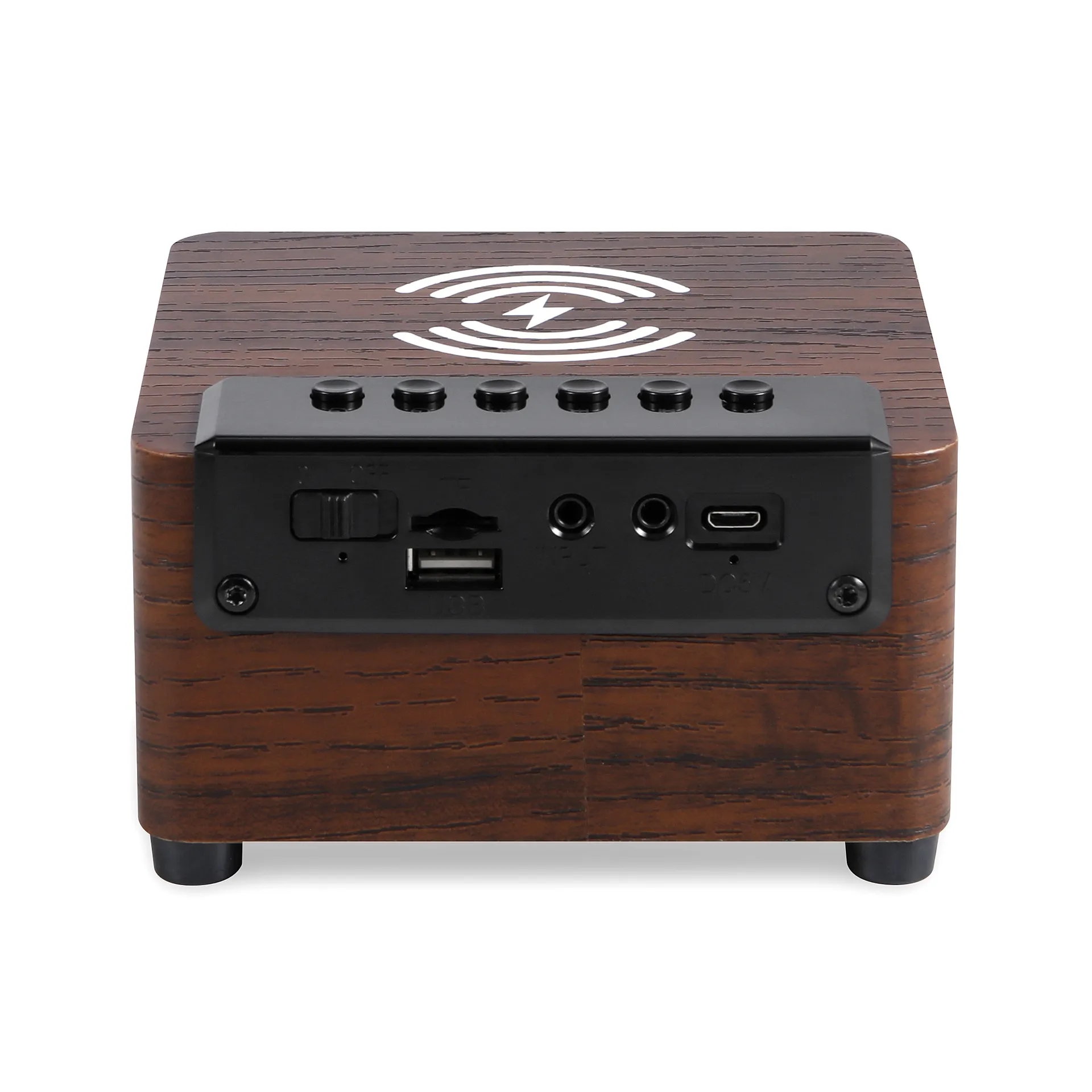 Wooden Digital Alarm Clock with Wireless Charging 5