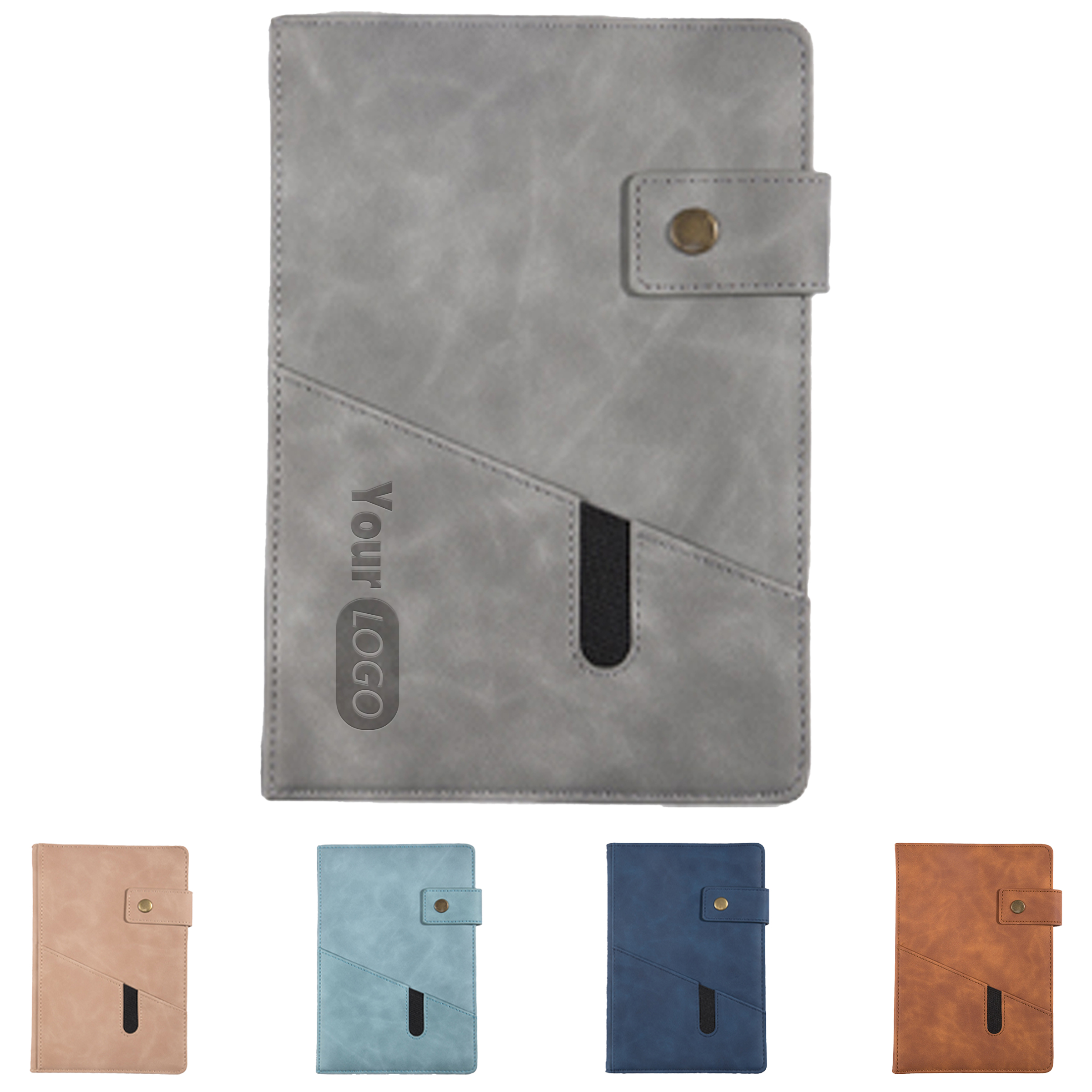 Polyurethane Customizable Leather Notebook Cover With Multi-Functional Pockets 4