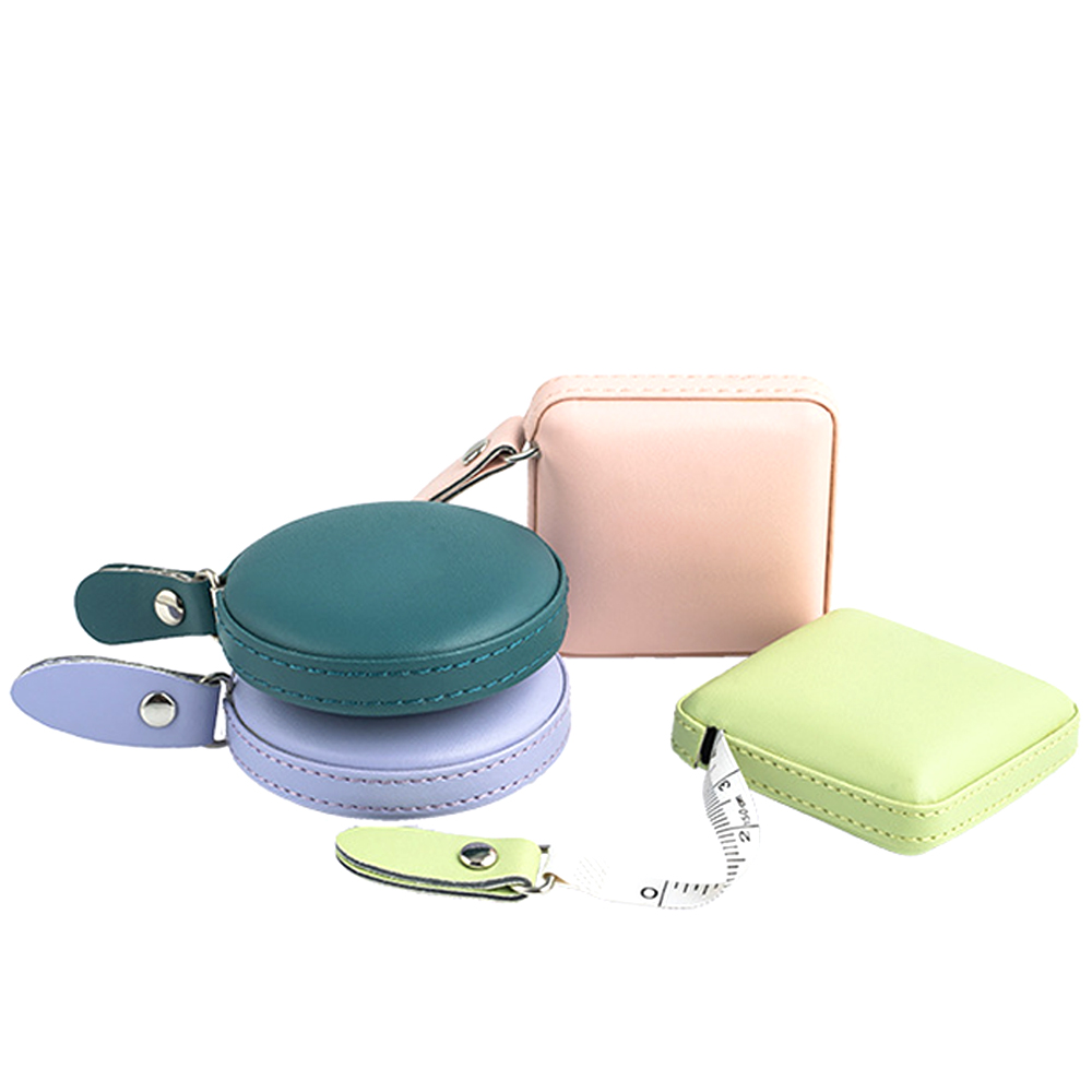 Automatic retractable 1.5m 60 inch round square PU leather tape measure 2