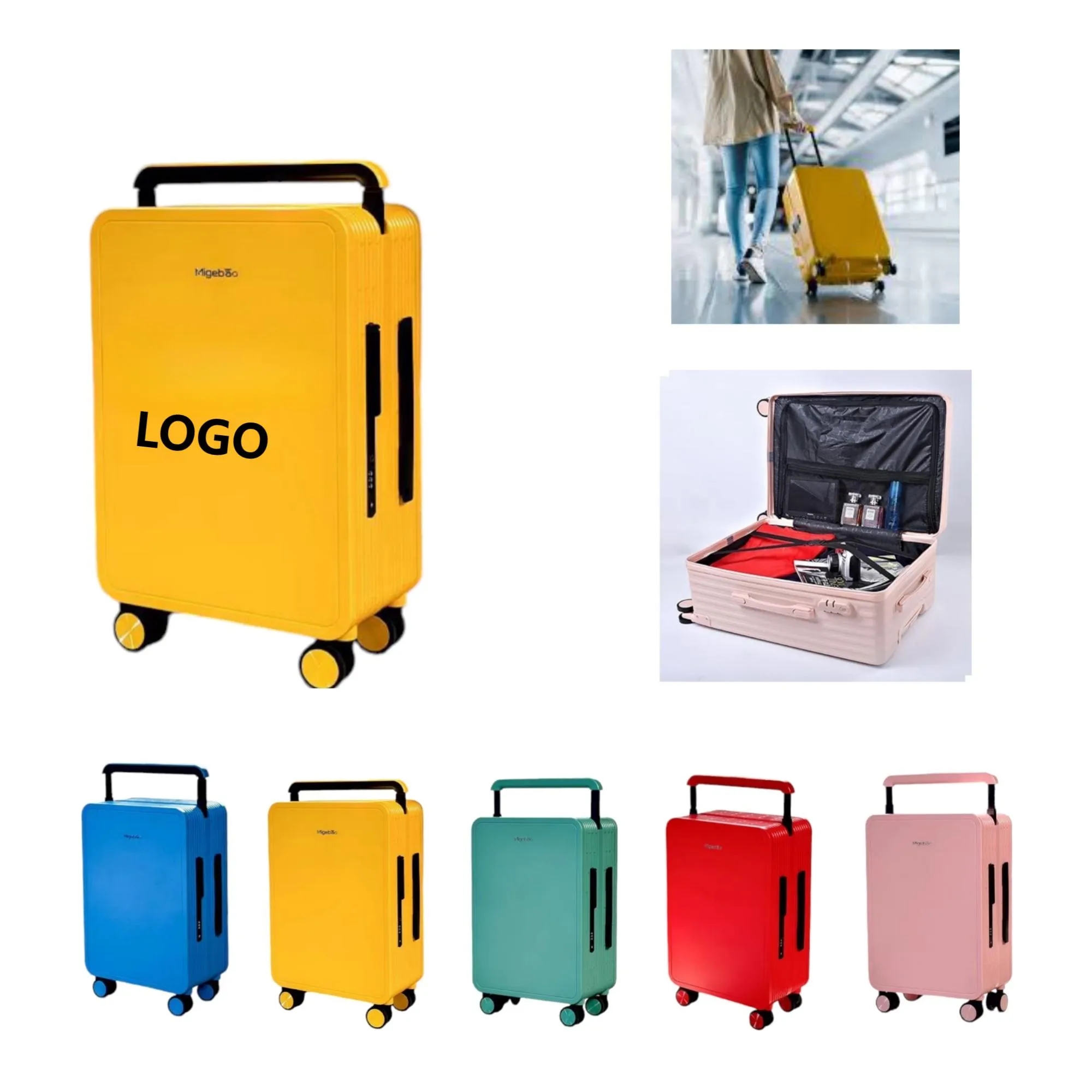 Wide Trolley Password Suitcase 21.7" x 13.8" x 8.7" 4