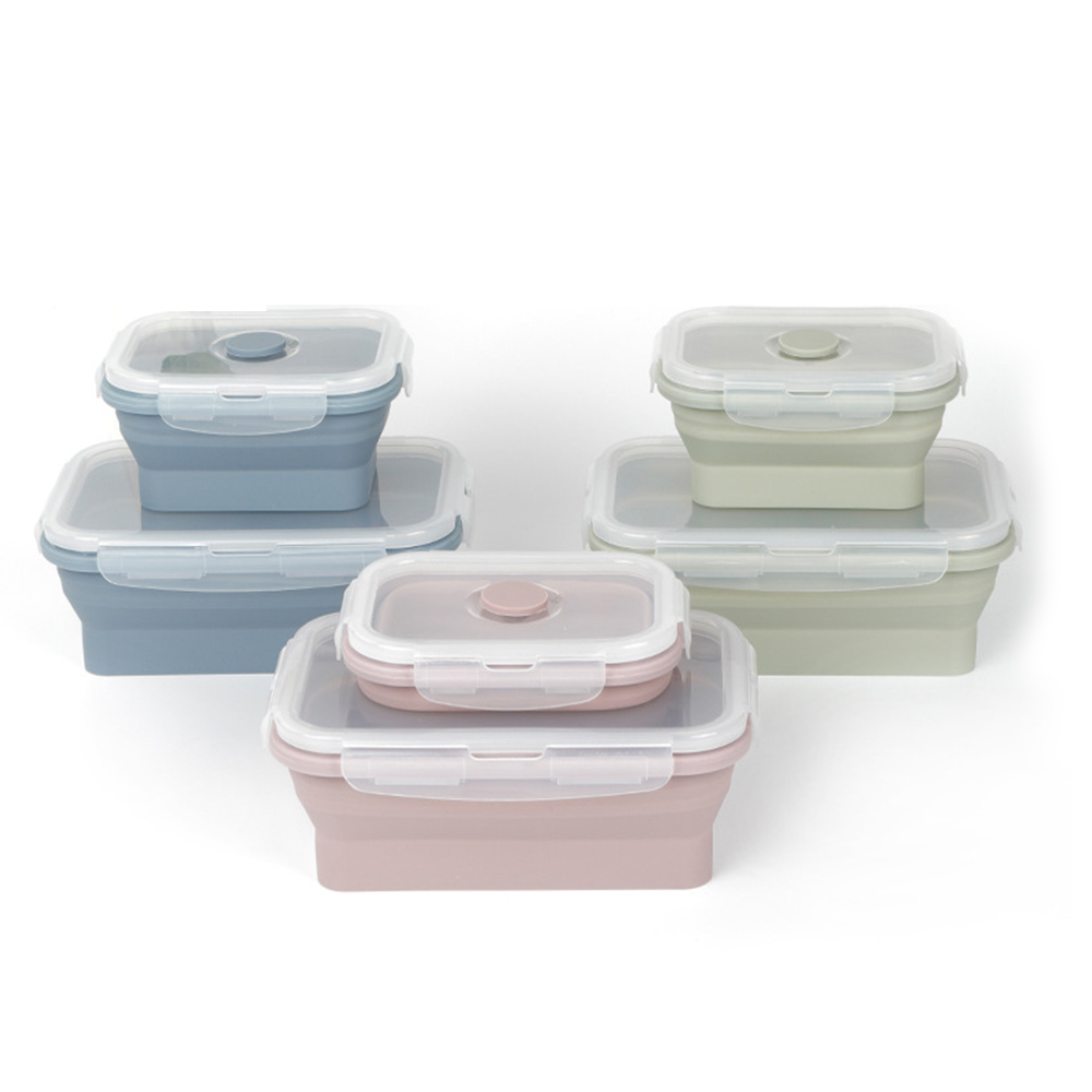 350ml Square silicone folding bowl lunch box travel picnic box 2