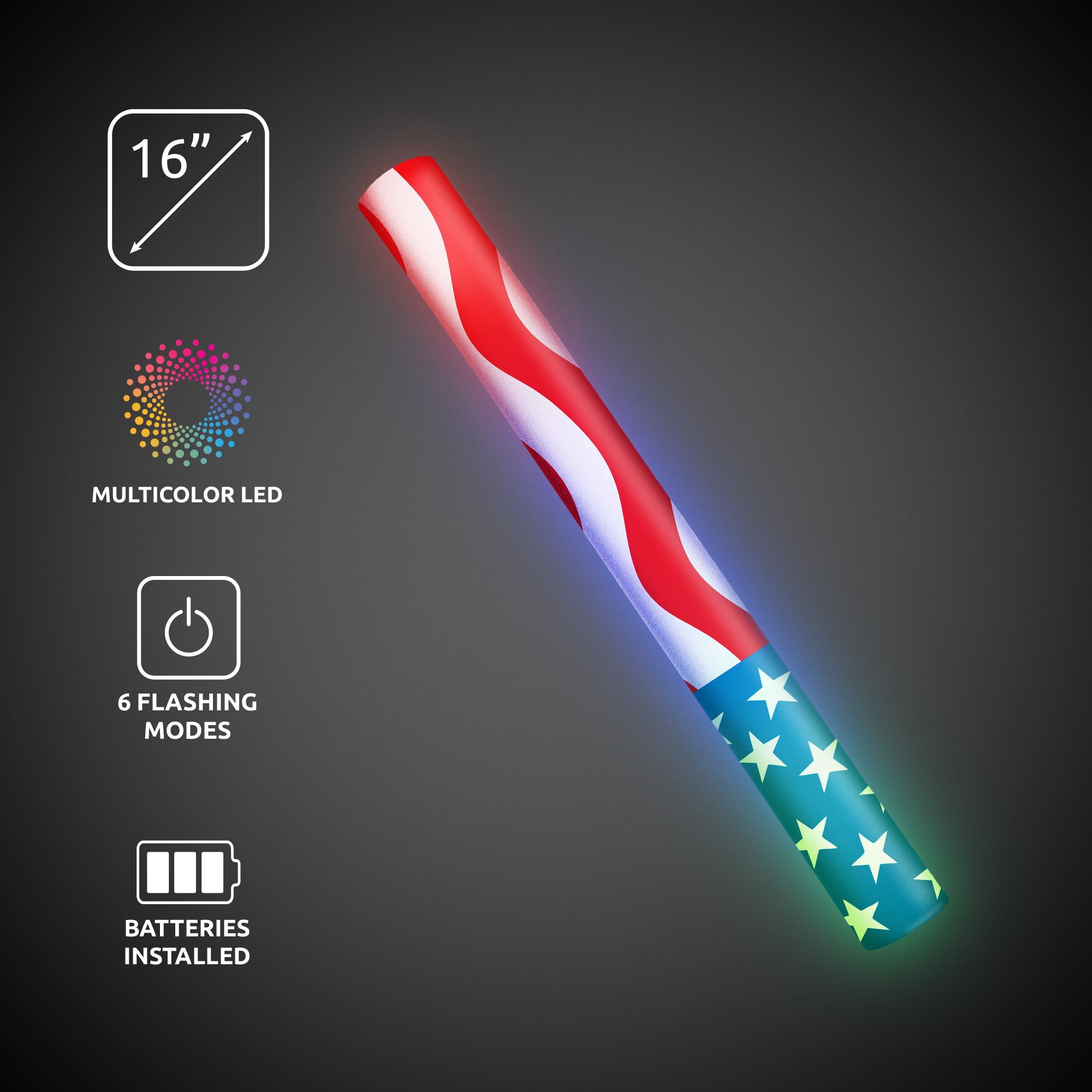 Patriotic 16" Sleeved Light Up LED Glow Lumiton 5