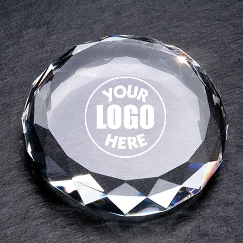 3" Optical Crystal Round Paperweight 3