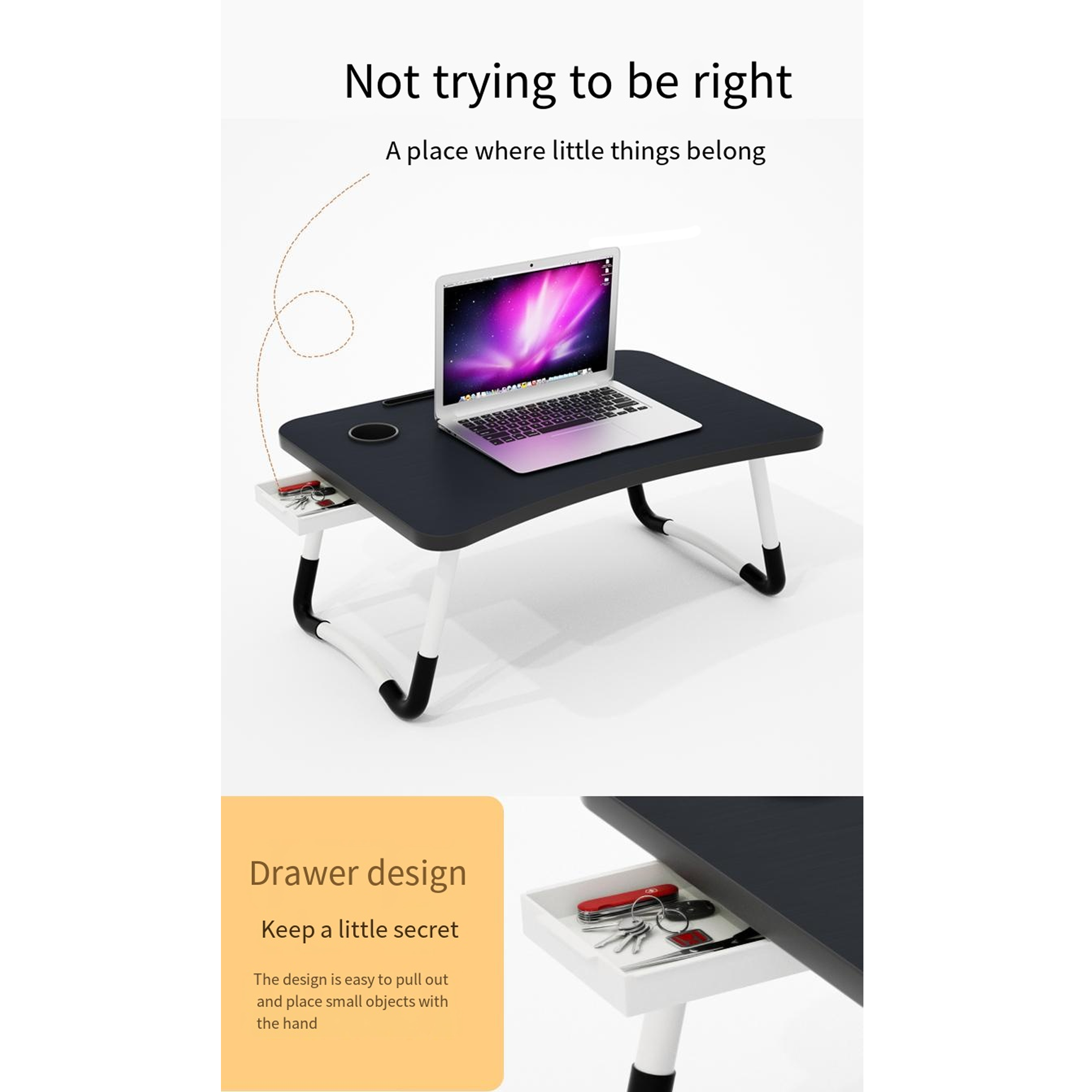 Lazy Foldable Desk with Drawer 5