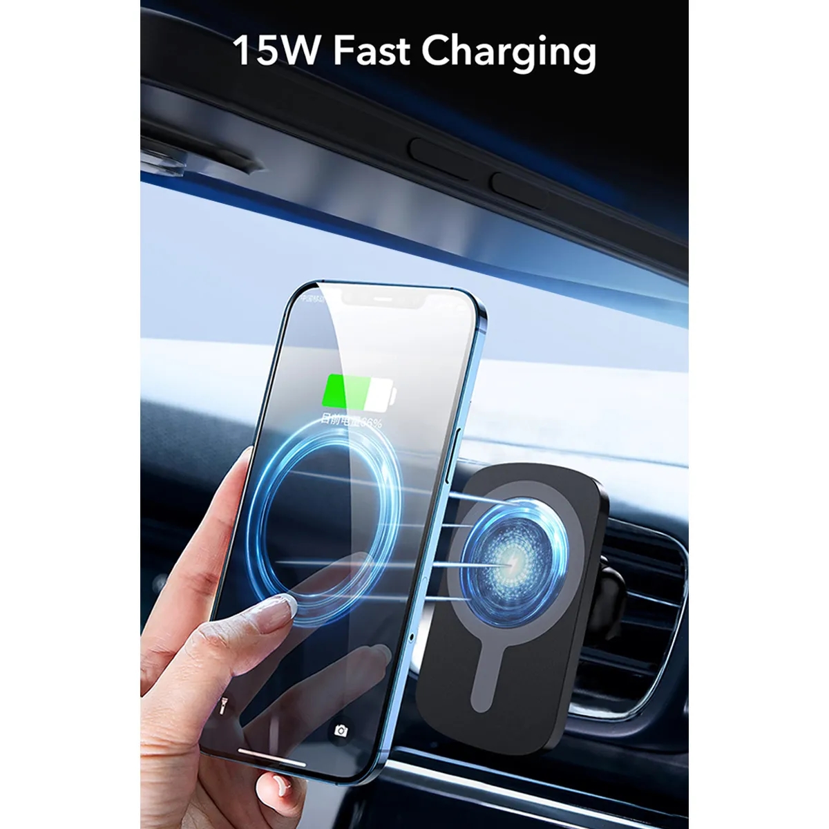 15W Portable Car MagSafe Wireless Fast Charger Phone Holder 1