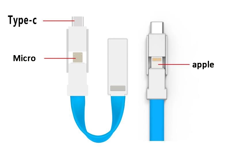 Mini 3 in 1 Short Keychain Magnet Charging Cable 12