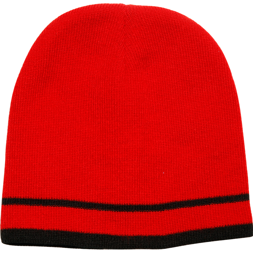 Acrylic Knit Beanies with Double Stripe