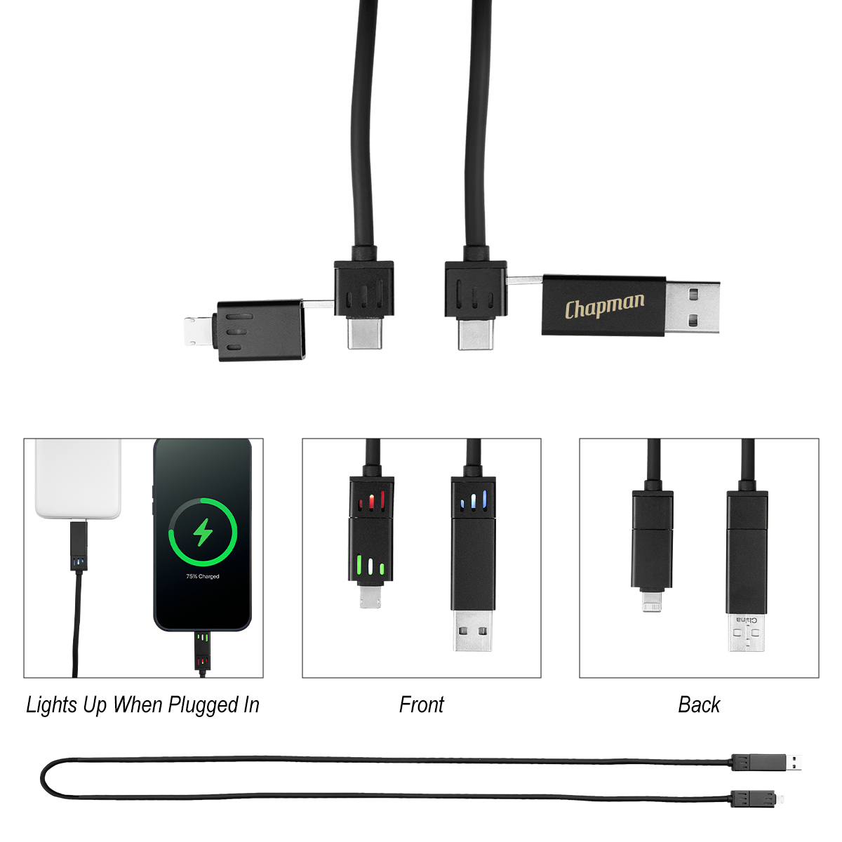 3' 100W Light-Up Quick Charge Cable 3