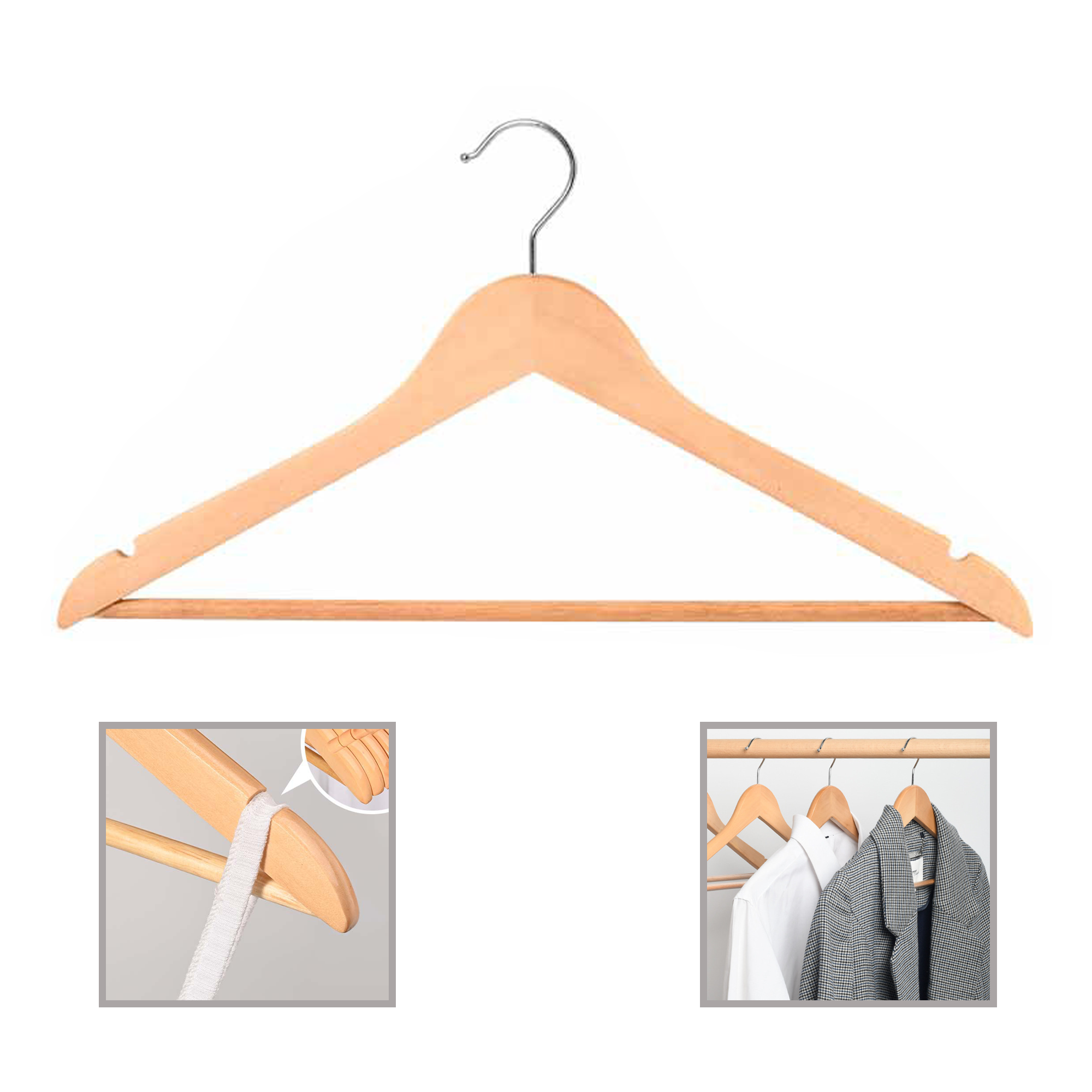 Classic Solid Wood Apparel Hangers 2