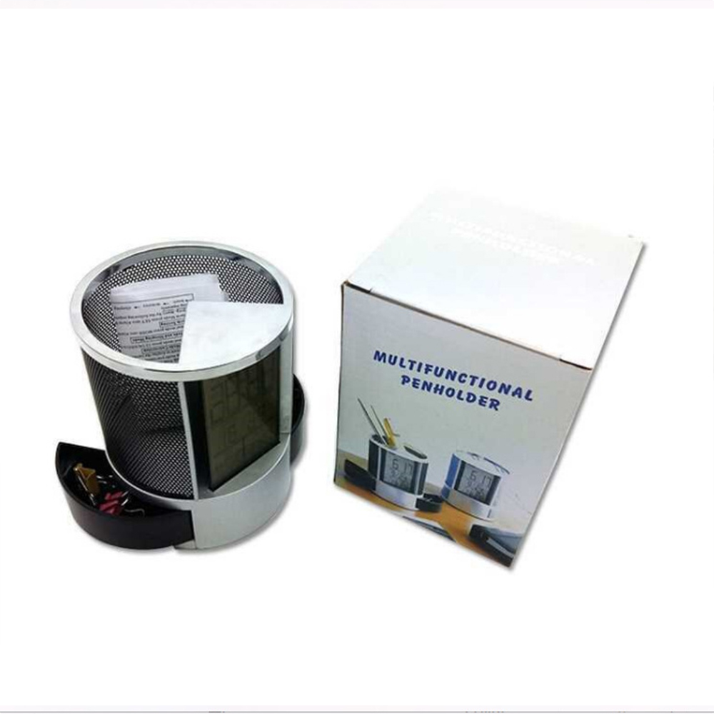 Multifunction Desk Clock with Pen Cup 4
