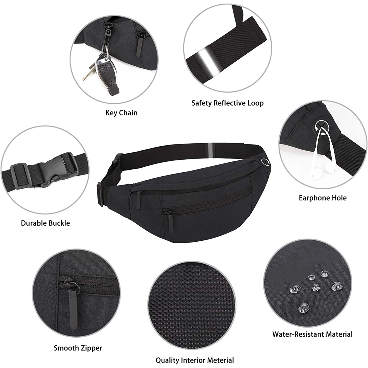 Large Crossbody Sports Fanny Pack Bag with Waist Pockets 2
