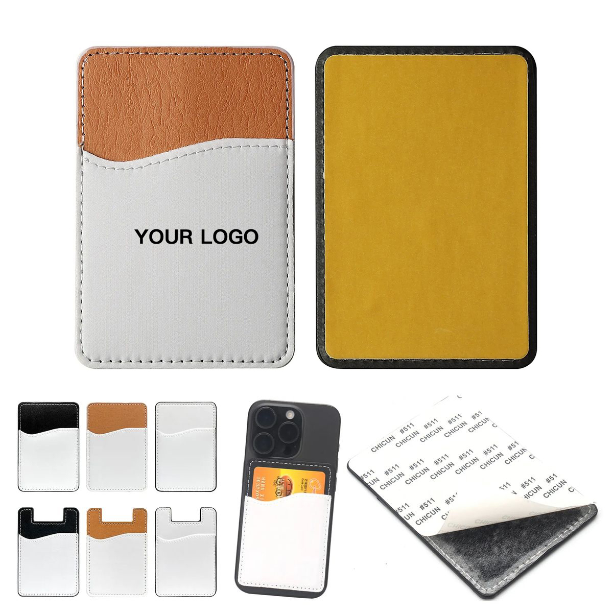 Adhesive Leather Card Holder for Phone Backs 2