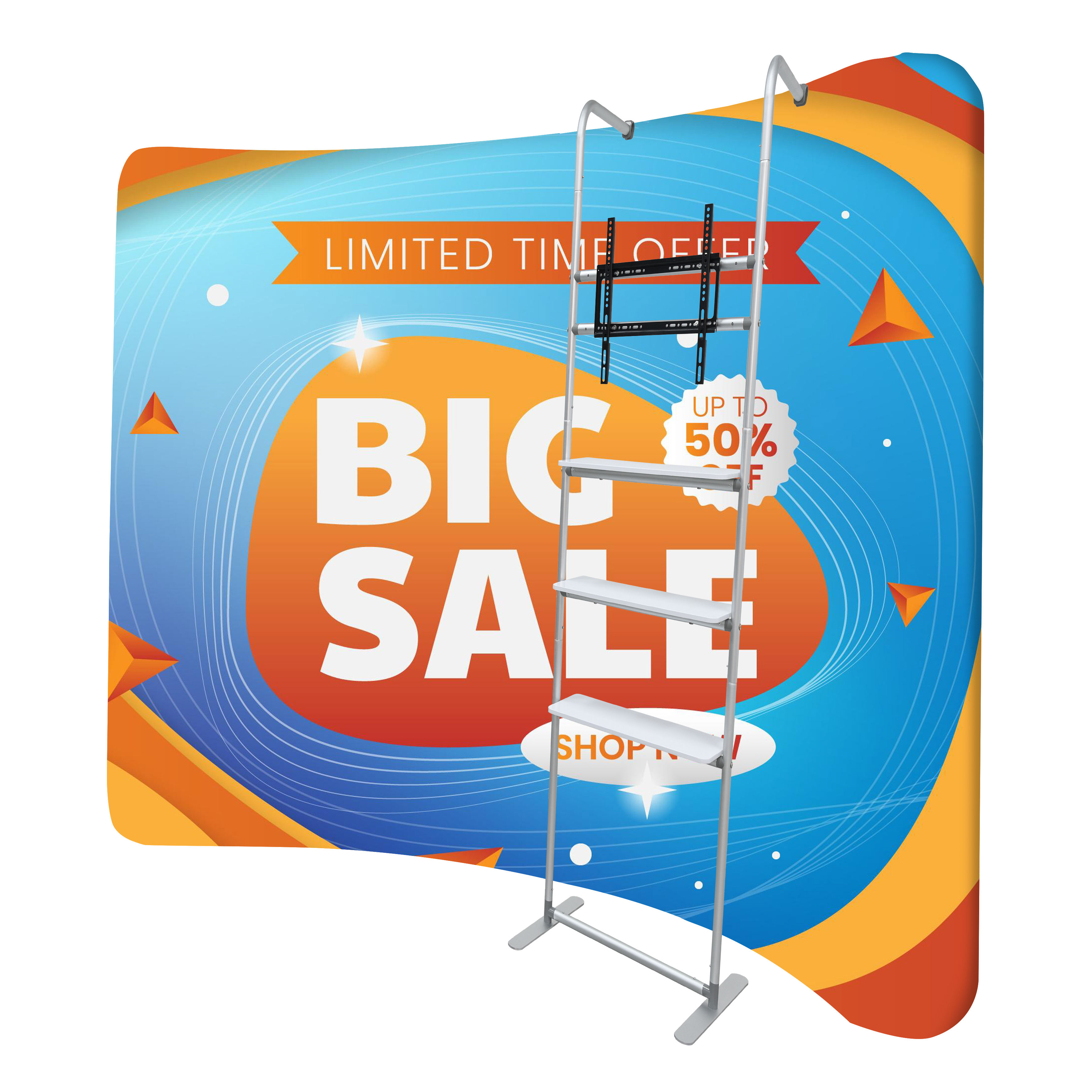 Curved Display W/Shelf & TV Bracket - 118"w x 89"h - 2 Side Imprint 2