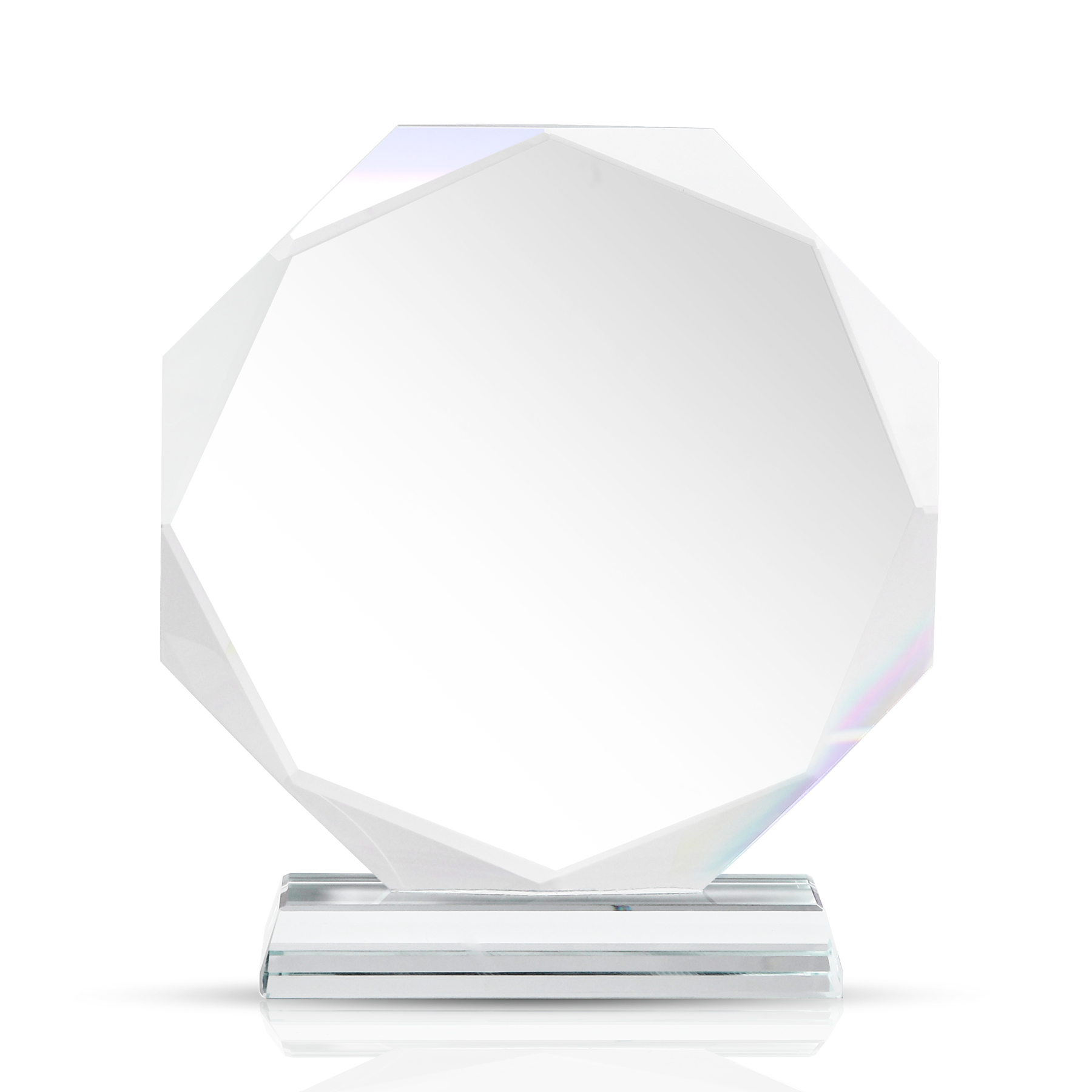 Round Faceted Crystal Award With Clear Pedestal Base 4