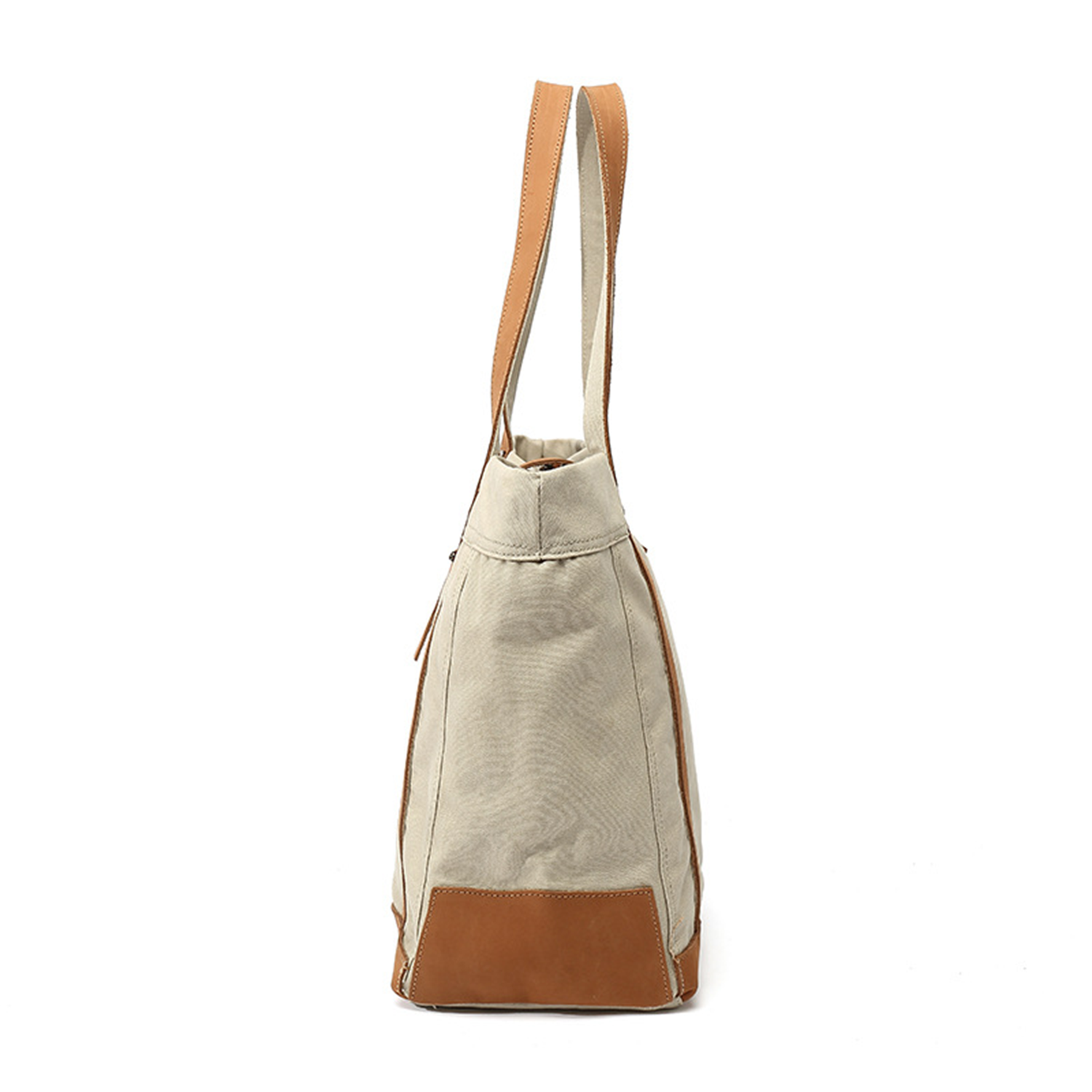 Leather Handle Handbag Waterproof Canvas Bag 4