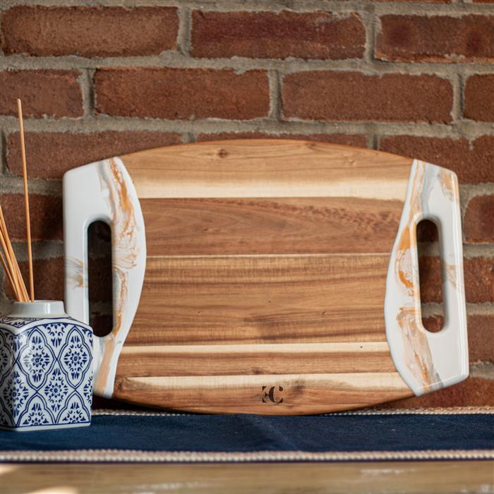 XL Curved Acacia Board With 2 Handles 37