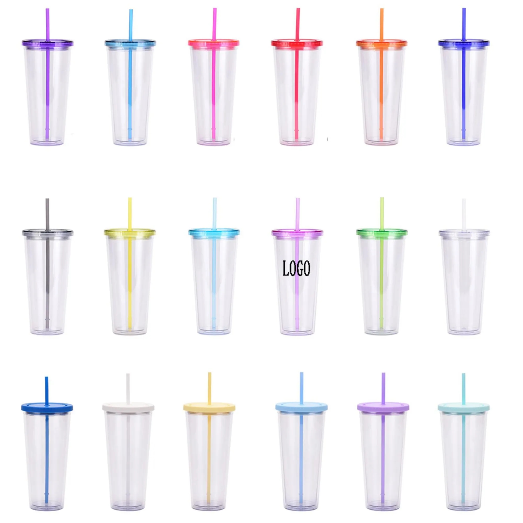 32oz Plastic Tumbler with Straw Lid 2