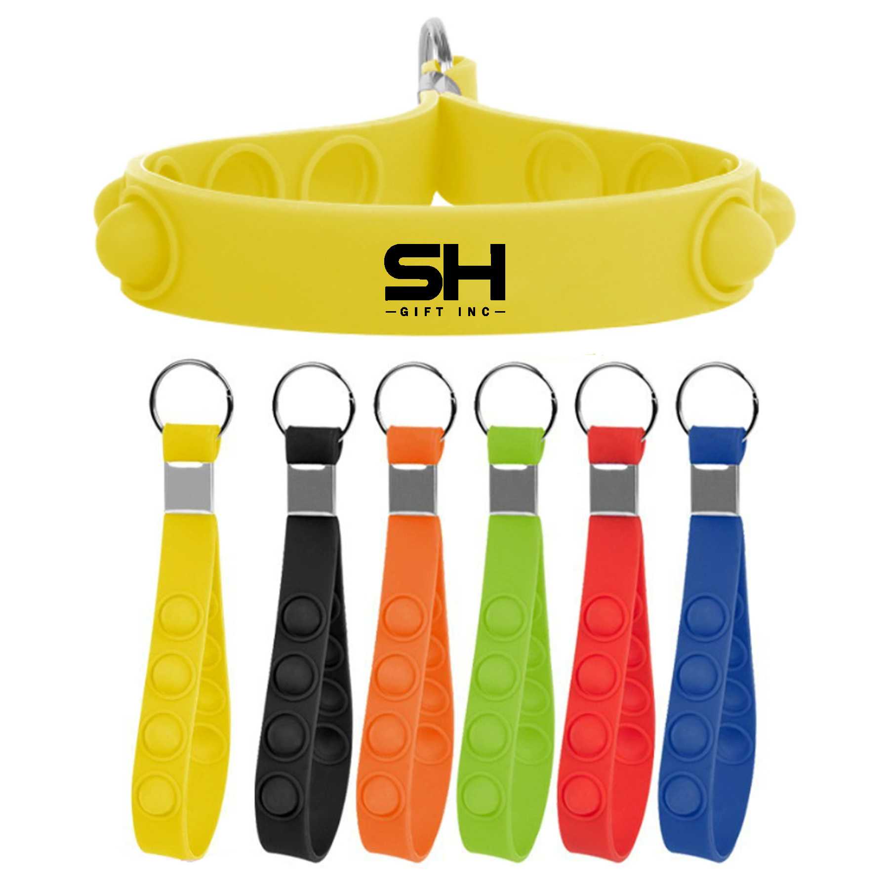 Silicone Pressure Reducing Wristband Keychain 2