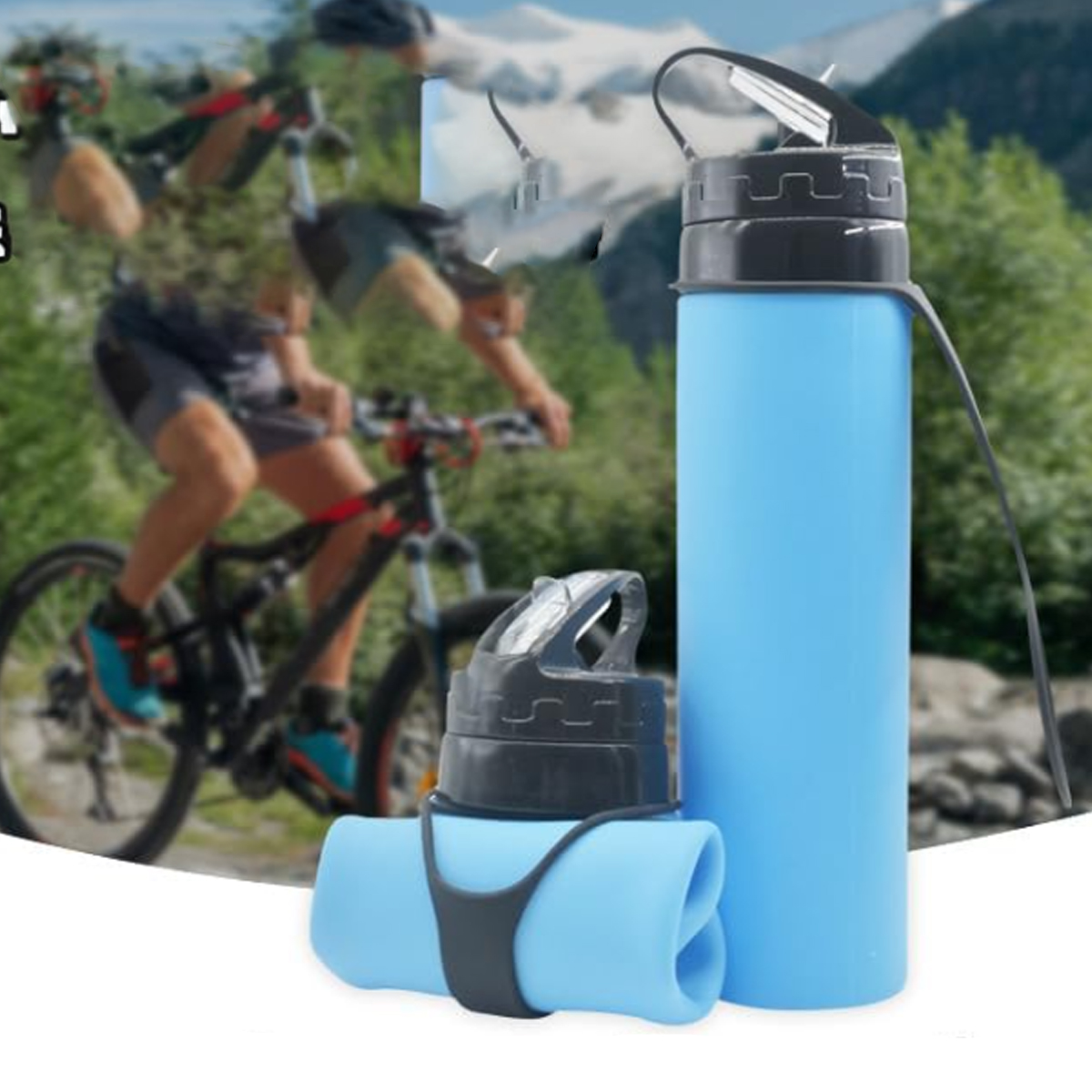 15Oz. Foldable Water Bottle with Flip Lid and Carry Strap 3