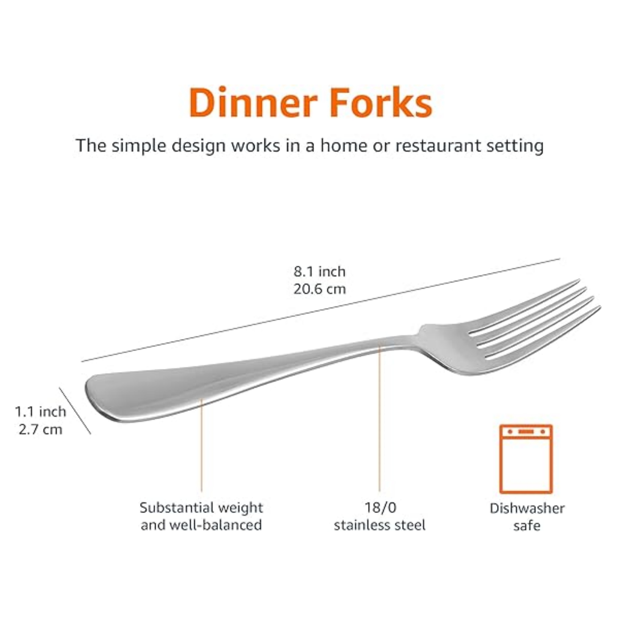Basics Stainless Steel Dinner Fork 4