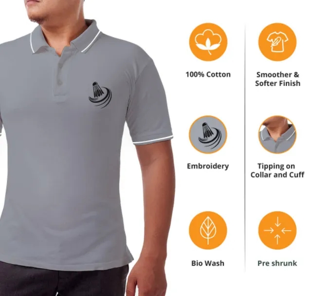 Men's Grey Polo Shirt - Embroidered 4