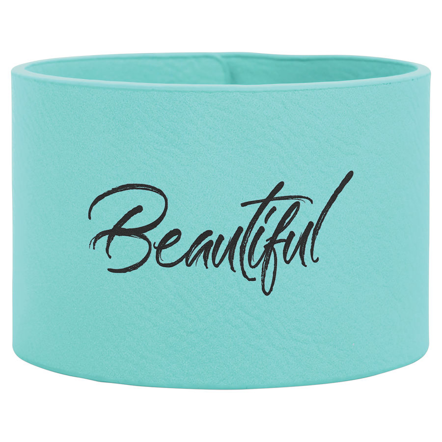 9 1/2" x 2" Teal Leatherette Cuff Bracelet 2