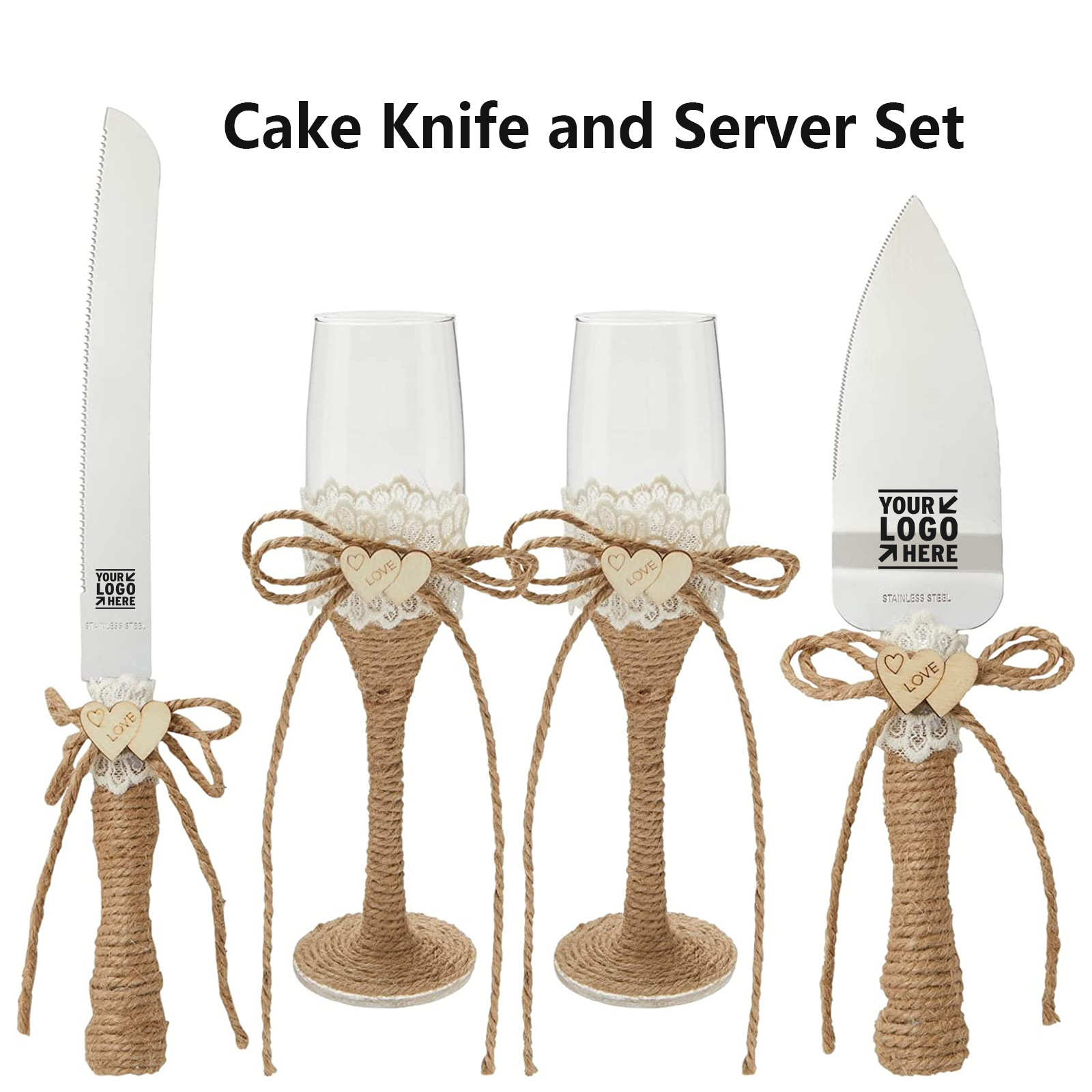 Rustic-Style Wedding Cake Knife and Server Set 2