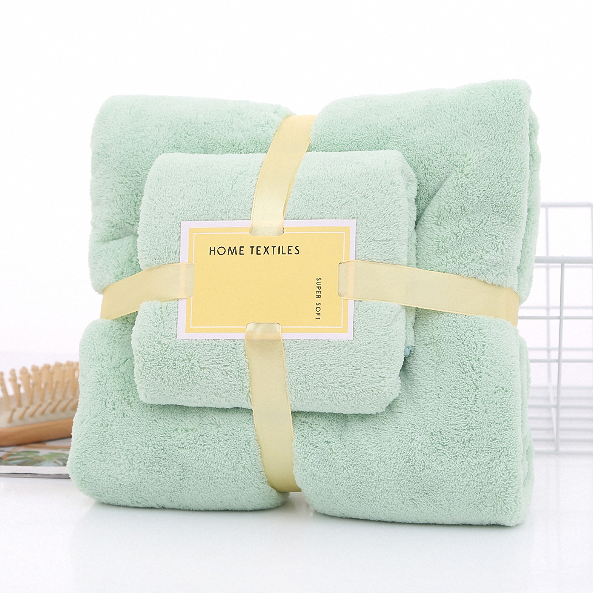Ultra Soft Coral Fleece Bath Towel Set 4