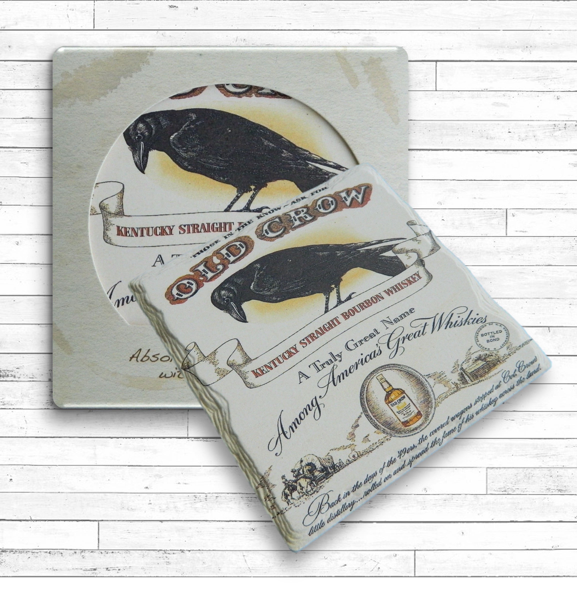 Square Layered Edge Absorbent Stone Coaster Packaged in Single Window Box 3