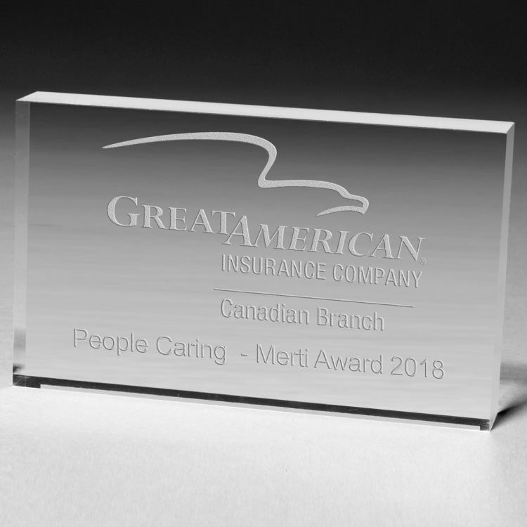 Rect. Acrylic Paperweight - 2-1/2" x 4" x 3/4" - 2043L (Laser) 1