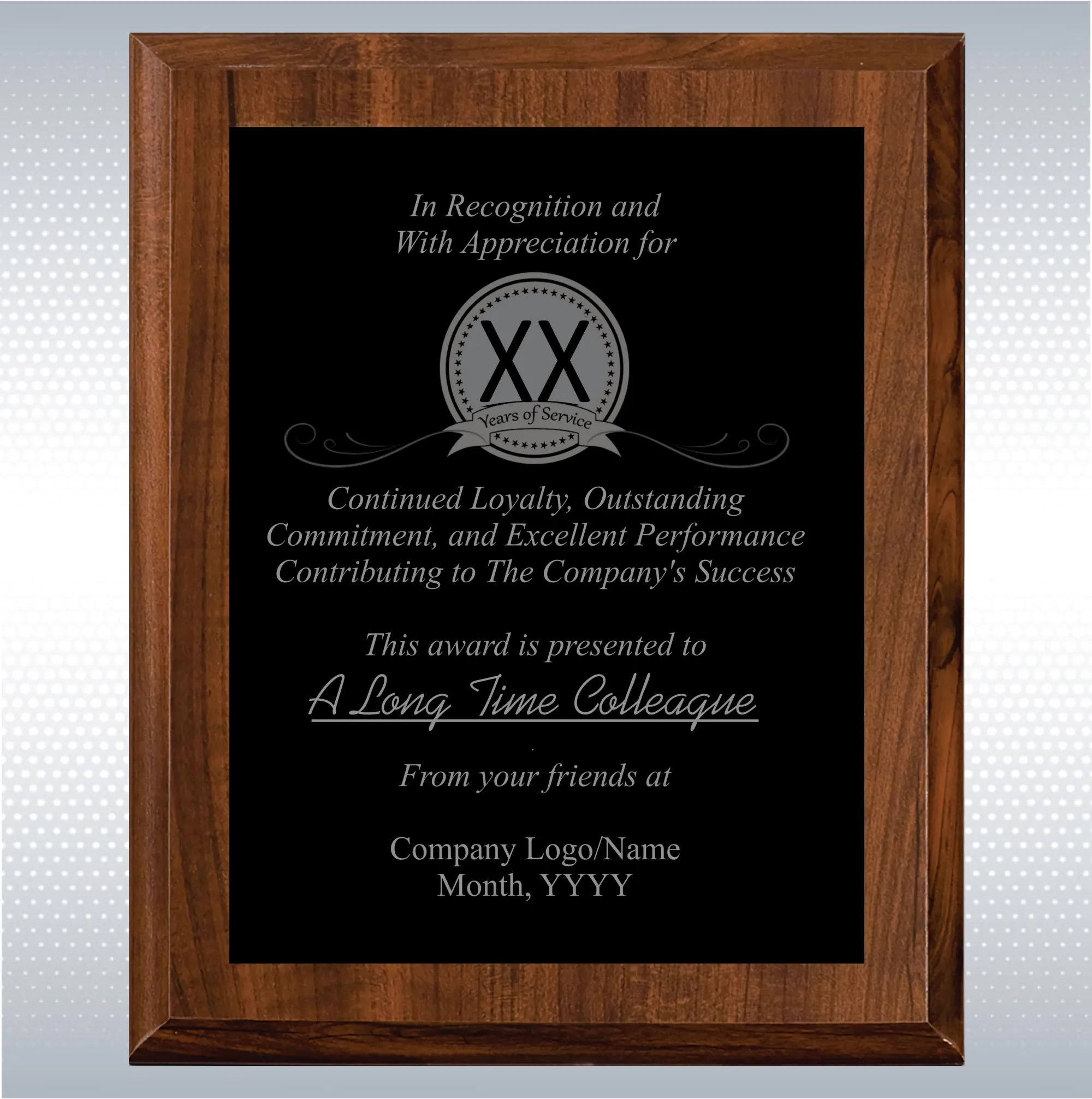 Cherry Finish Years of Service Gift Award 9