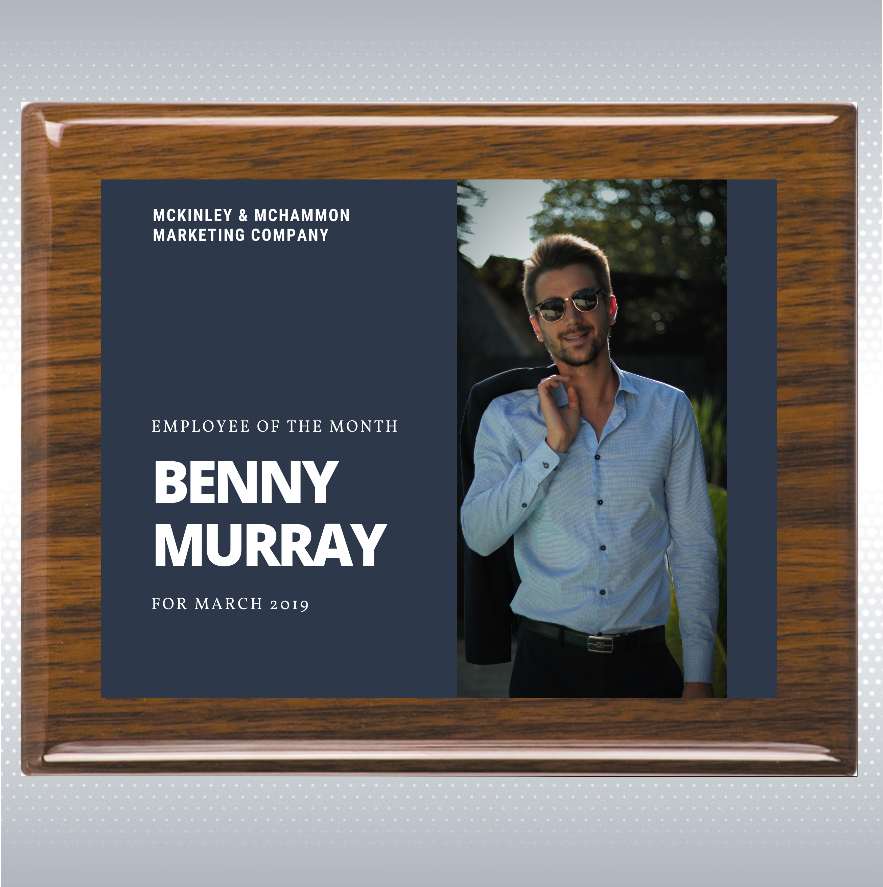 Walnut Piano Wood Plaque w/Full Color Sublimated Plate 9