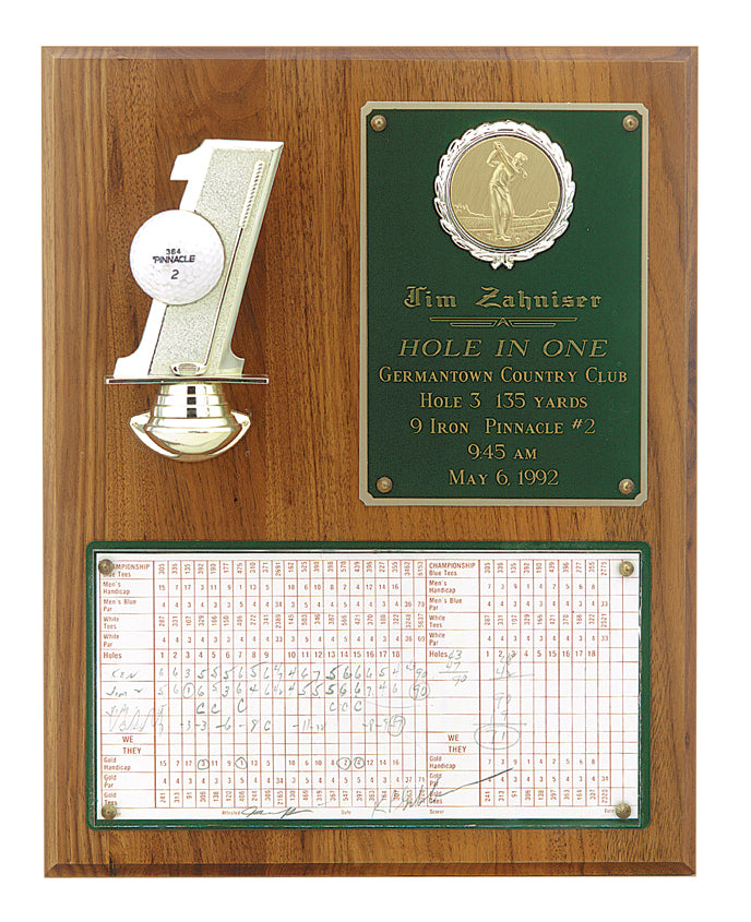 12" X 15" Hole In One Plaque With Score Card And Ball Mount 2