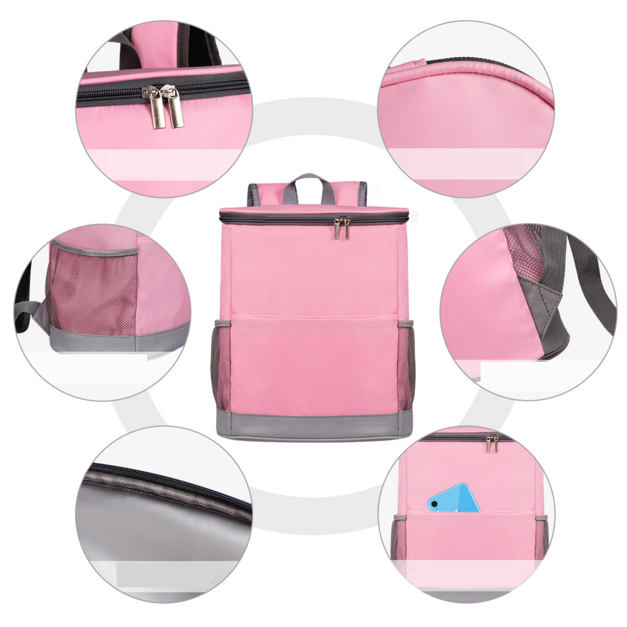 Leak Proof Nylon Insulated Backpack Cooler Outdoor Picnic 3