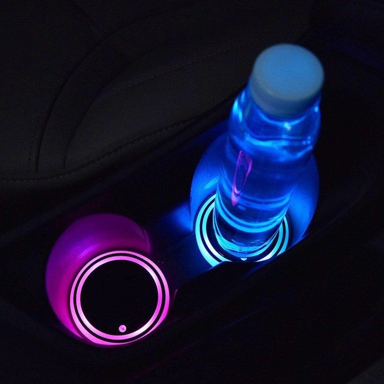 Car Led Coaster 7 Color Luminous Rgb Light Mat 4