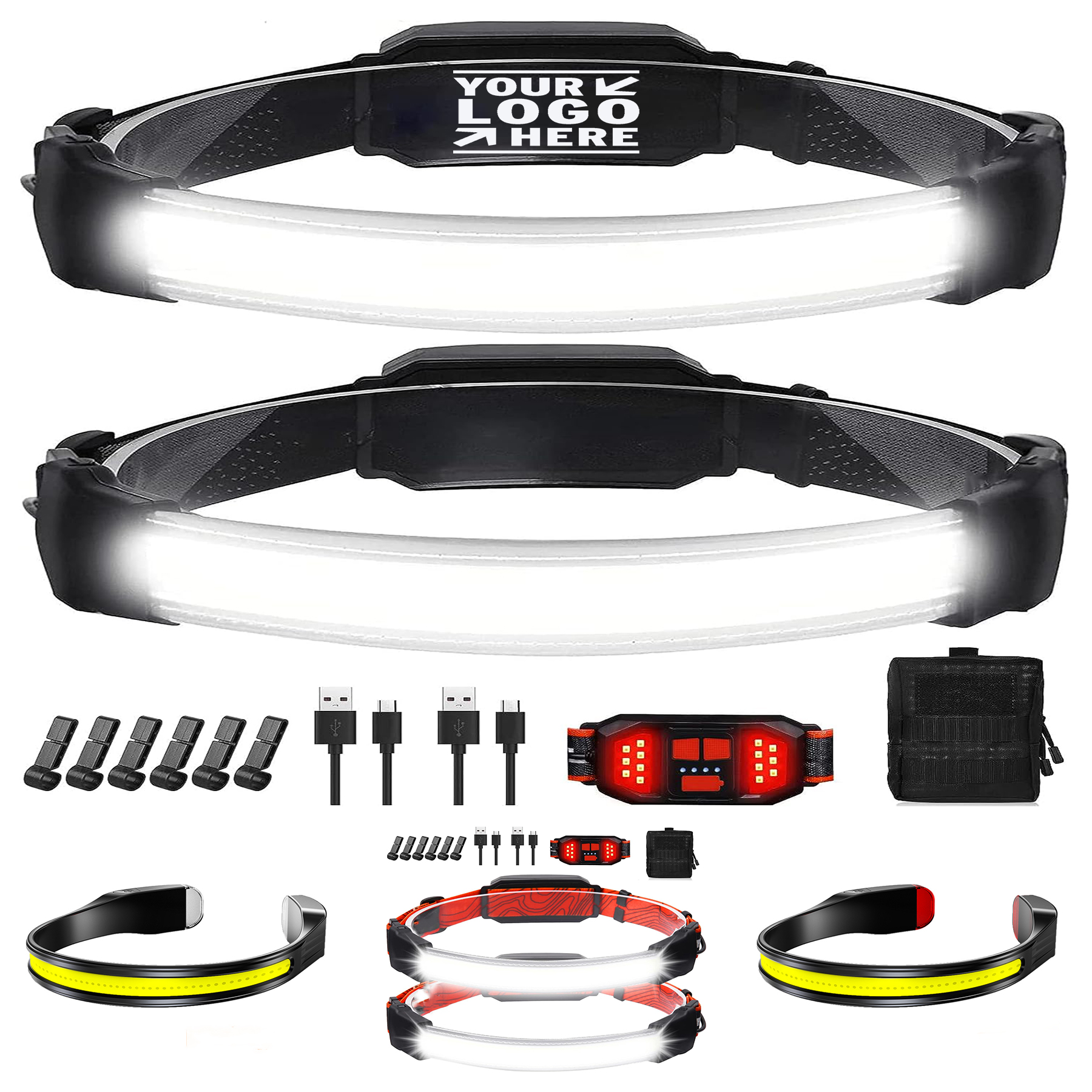 Individual Control Ultra Bright Upgrade 1500 Lumens 6 Modes Rechargeable Led Headlamp With Taillight