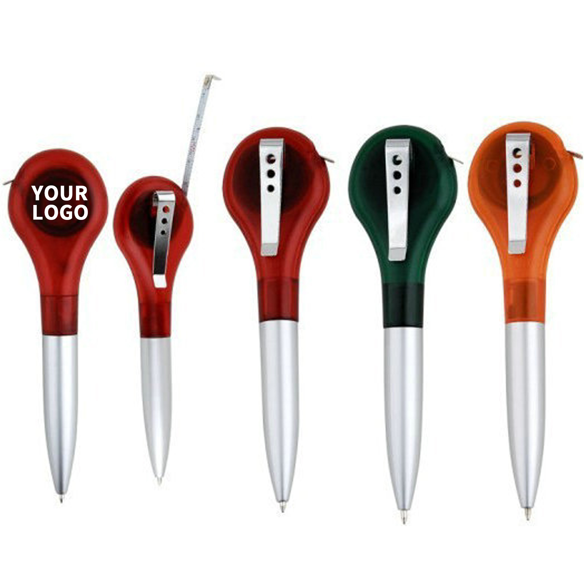 Plastic Twist Ballpoint Pen With Built In Tape Measure 2
