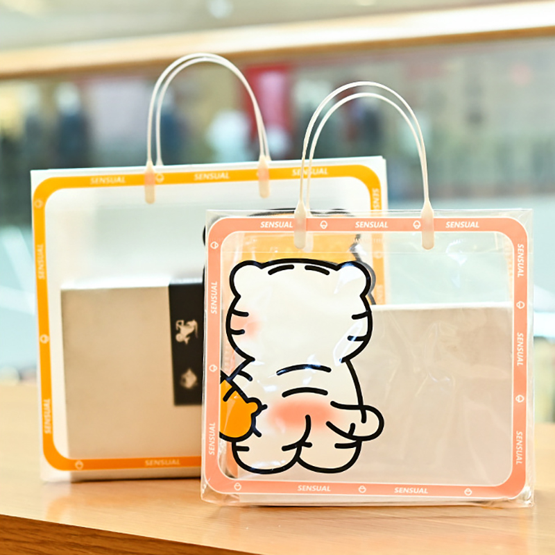 PVC Frosted Clear Tote Bags w/ Clever Tiger Pattern 6